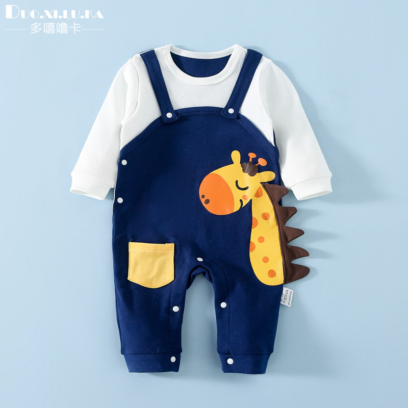 Newborn Baby Clothes Spring and Autumn Full Moon Baby Cotton Jumpsuit Men's and Women's Romper Long Sleeve Romper Cute