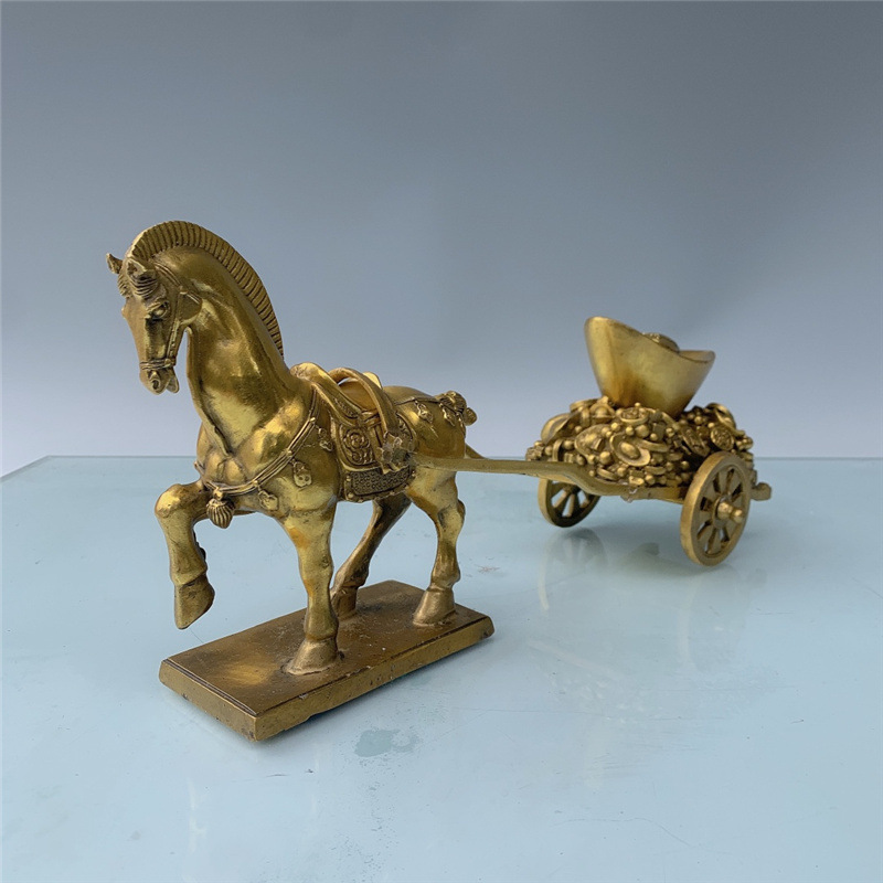 铜马载而归马摆件马拉元宝车摆设金钱元宝铜马拉车家居会销礼品