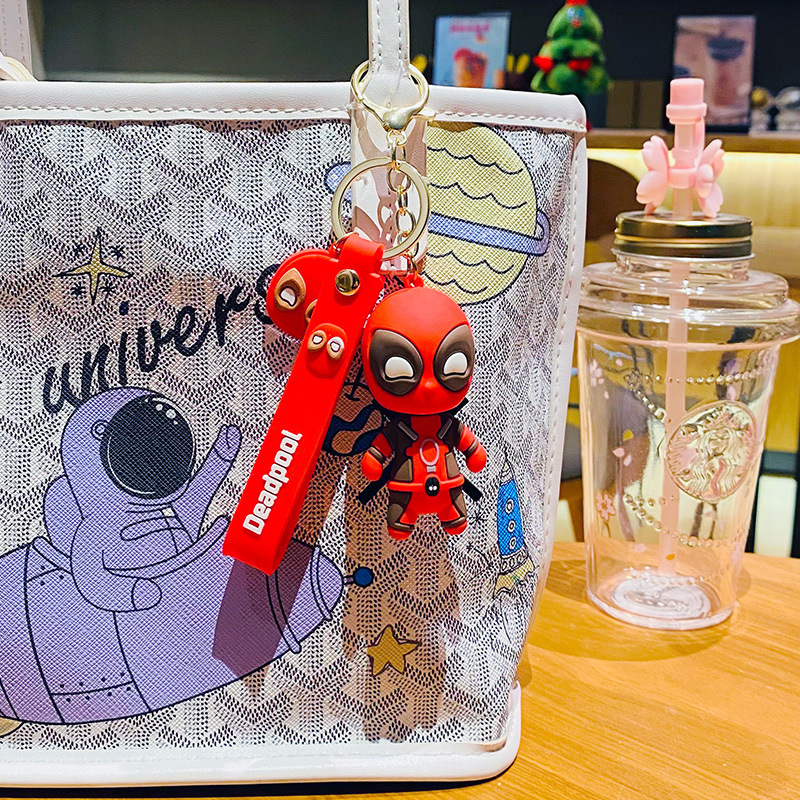 Cartoon Marvel Deadpool Handbag Pendant Car Key Chain Boys Personalized Pendant Accessories Couple Small Gift Keychain