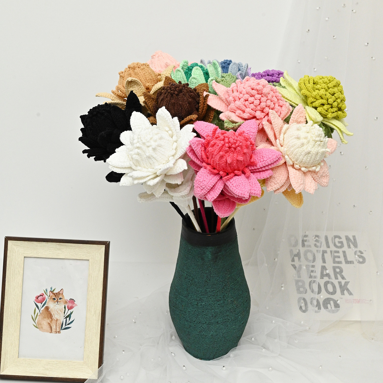 帝王编织钩织花束成品 钩织毛线花手捧花手工花束 针织花成品编织