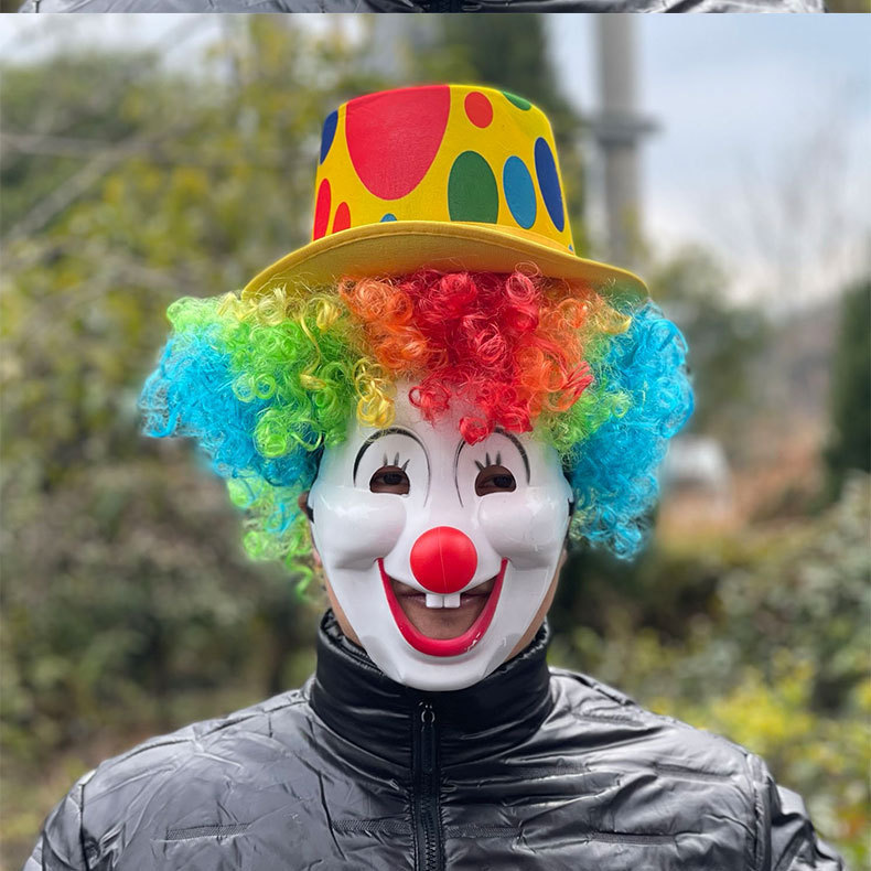 万圣节化妆舞会小丑帽子 小丑装扮帽子喜庆小丑服装小丑圆点高帽