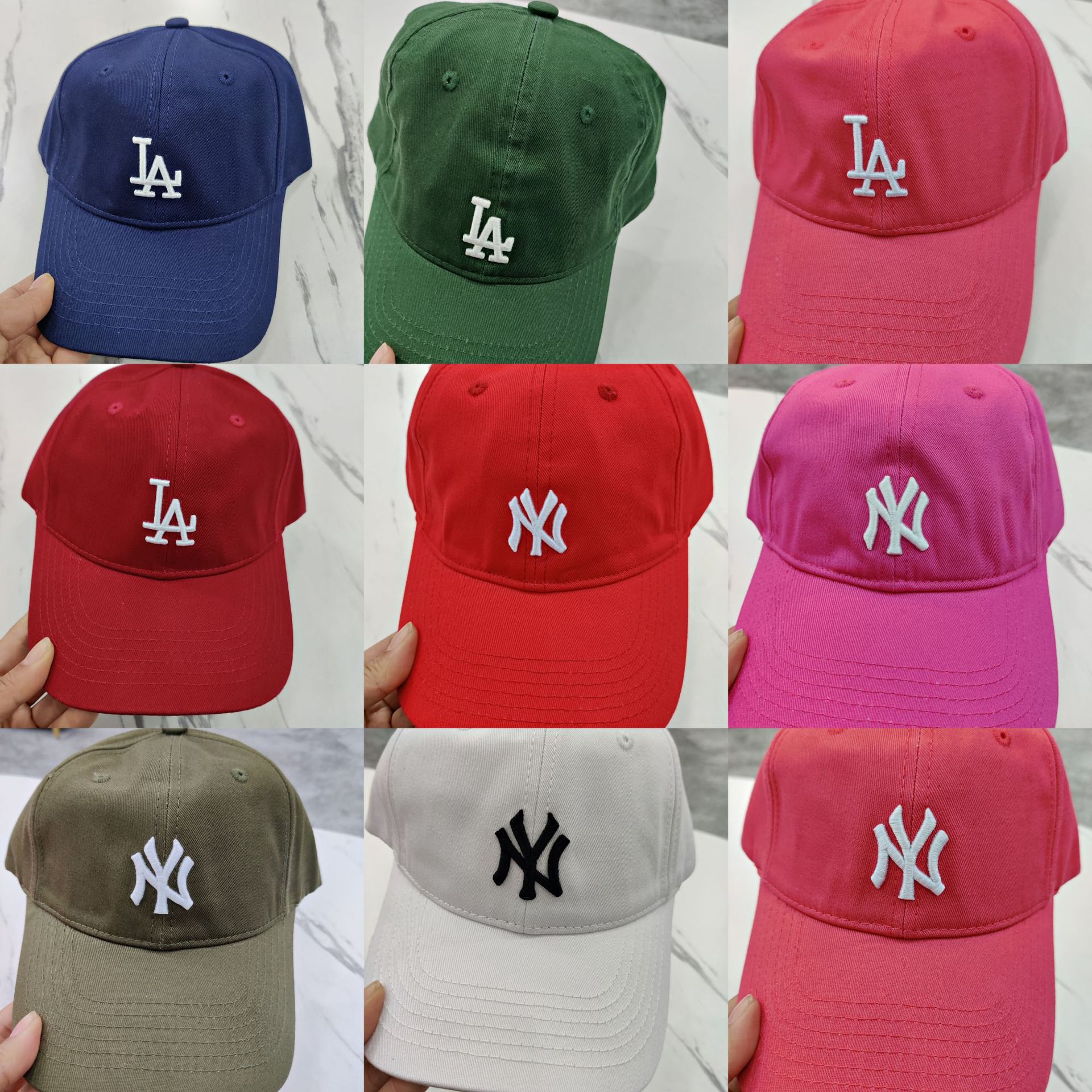 韩国mlb帽子韩版la刺绣字母帆布黑色春夏季遮阳百搭ny棒球帽女