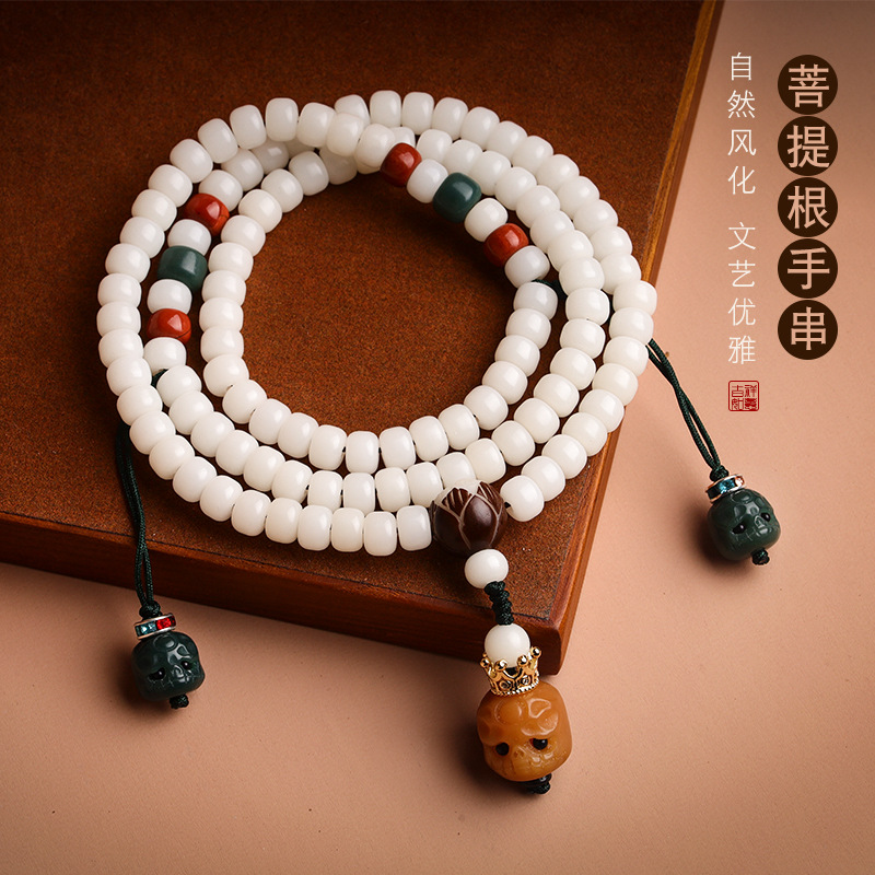 阴皮风化菩提根108颗佛珠手串阿呆配饰文玩项链手链饰品直播货源