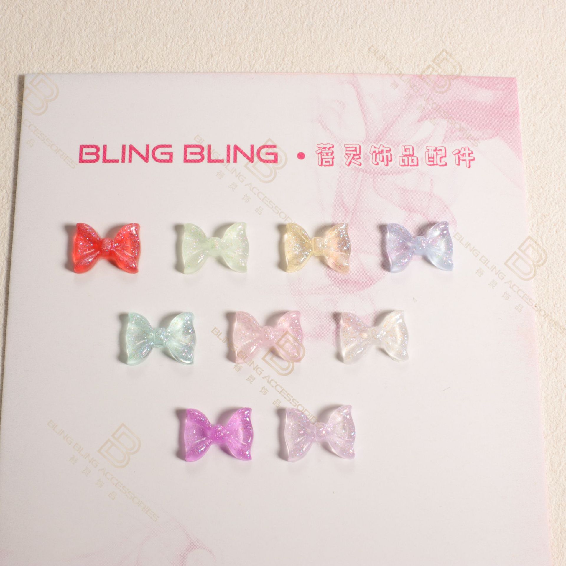 Colorful Gilding Thin and Glittering Luminous Bowknot Resin Manicure Fittings Stud Earrings Jewelry Hairpin DIY Accessory