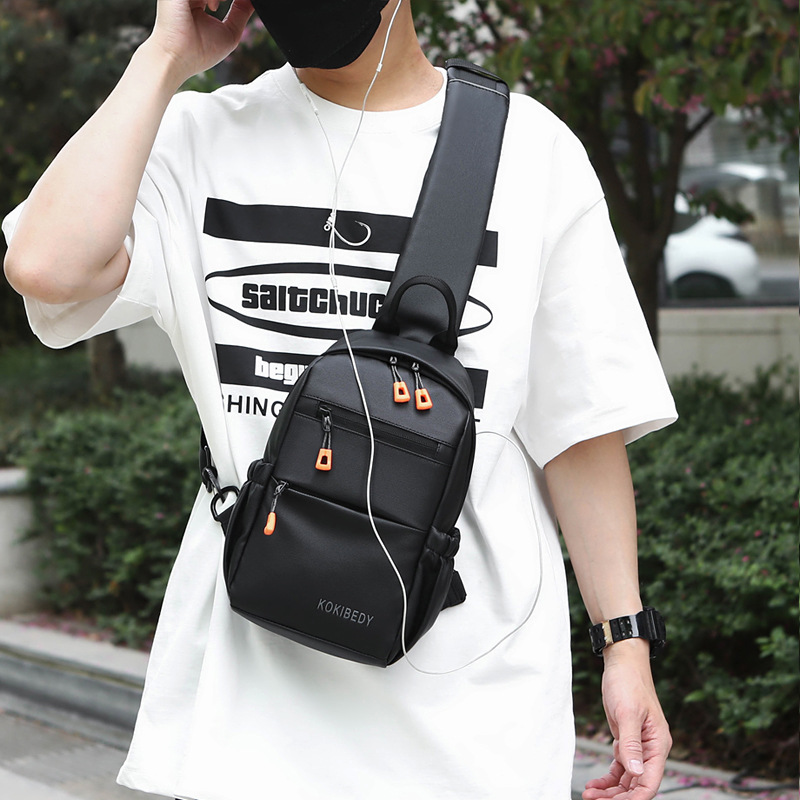 Men's Chest Bag Large Capacity Solid Color Multilayer Fashion Lightweight Cross-Border Foreign Trade Outdoor Leisure Shoulder Messenger Bag for Men