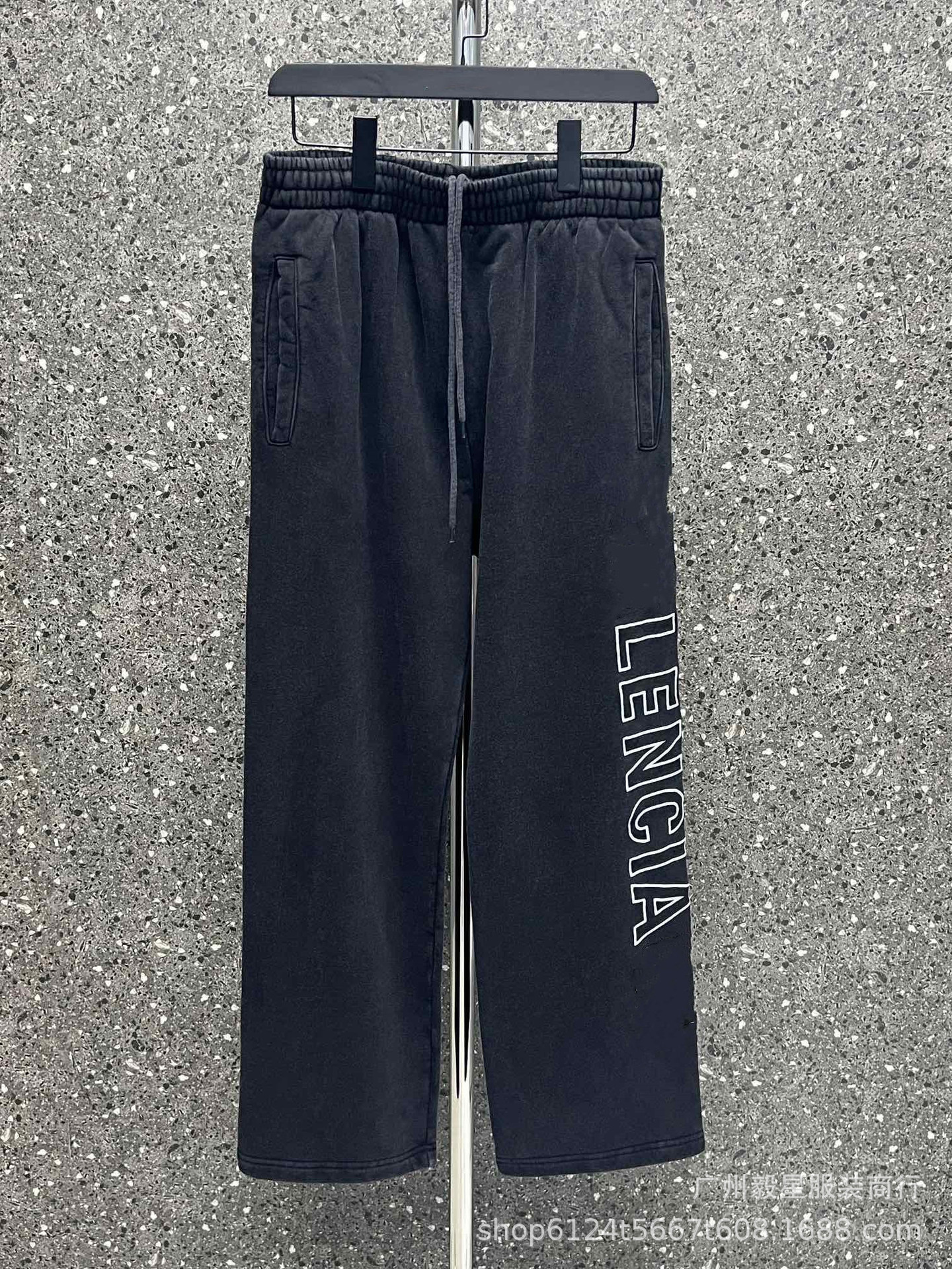 高版本23秋季新款侧边刺绣字母印花 男女同款os版型毛圈卫裤长裤