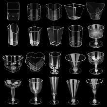 透明布丁杯高脚慕斯杯一次性甜品台木糠杯圆形耐高温塑料杯子商用