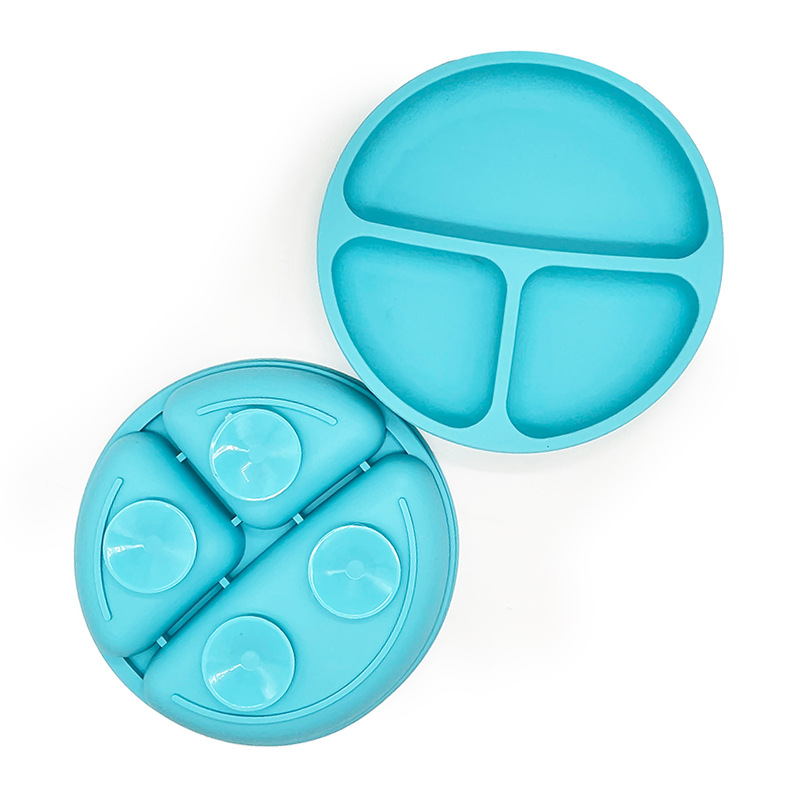 Cross-Border Hot Selling Children's Dinner Plate Baby Food Bowl Suction Cup Silicone Plate Children Compartment Dinner Plate Silicone Plate