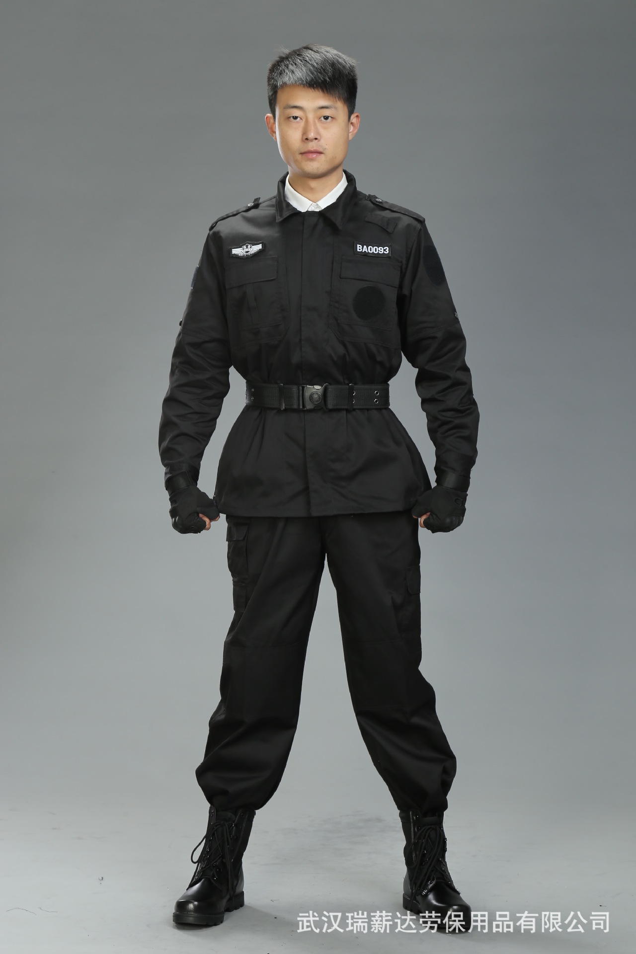 保安工作服夏季短袖套装作训服安保物业上班制服特训服黑色斜纹服