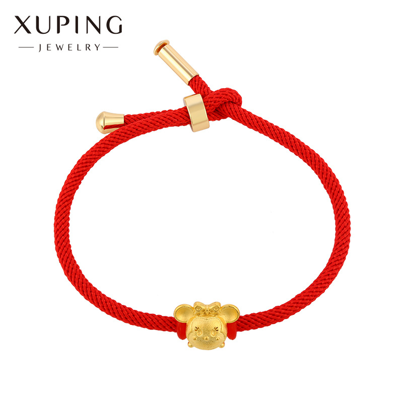 Xuping Jewelry Cartoon Cute Mouse Red Rope Bracelet Female Birth Year Carrying Strap Adjustable Hand Jewelry Wholesale