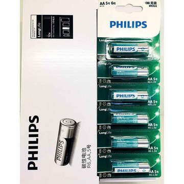飞利浦 5号干电池 r6 碳性电池 飞利浦5号干电池 一卡6节-阿里巴巴