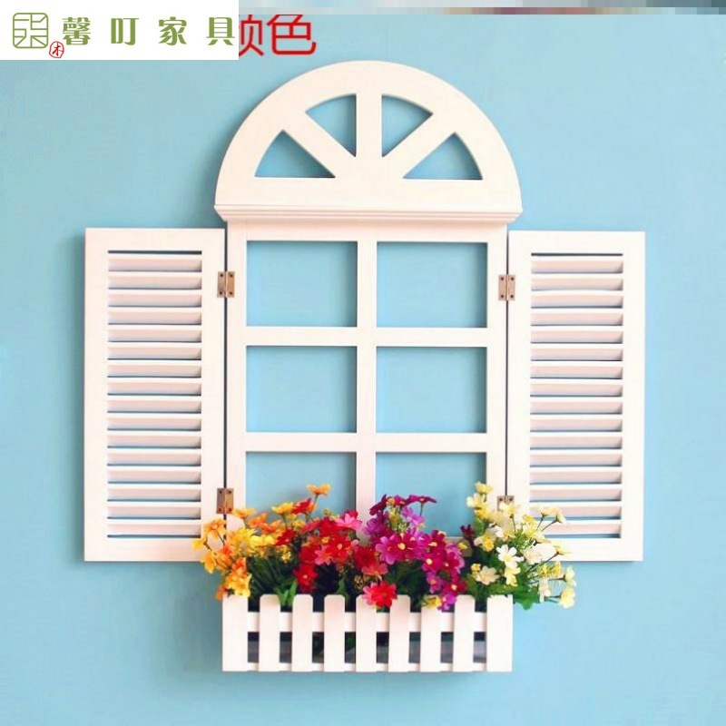 欧式木质装饰假窗户地中海风格假窗田园电表箱遮挡餐厅墙面装饰品