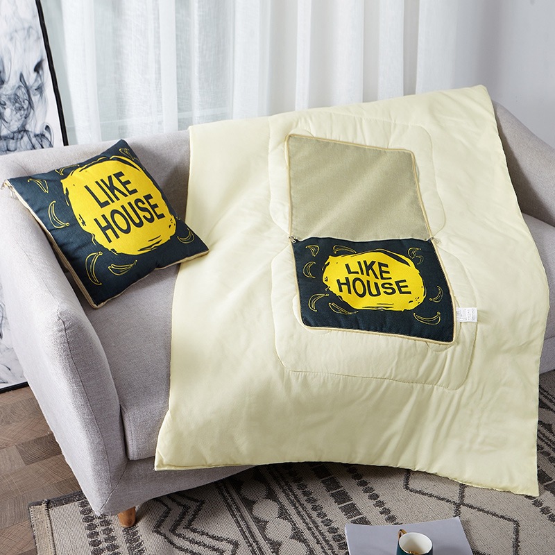 Customized Linen Pillow Blanket Logo to Map and Sample Processing Enterprise Gifts Thickened Car Home Office Dual-Use