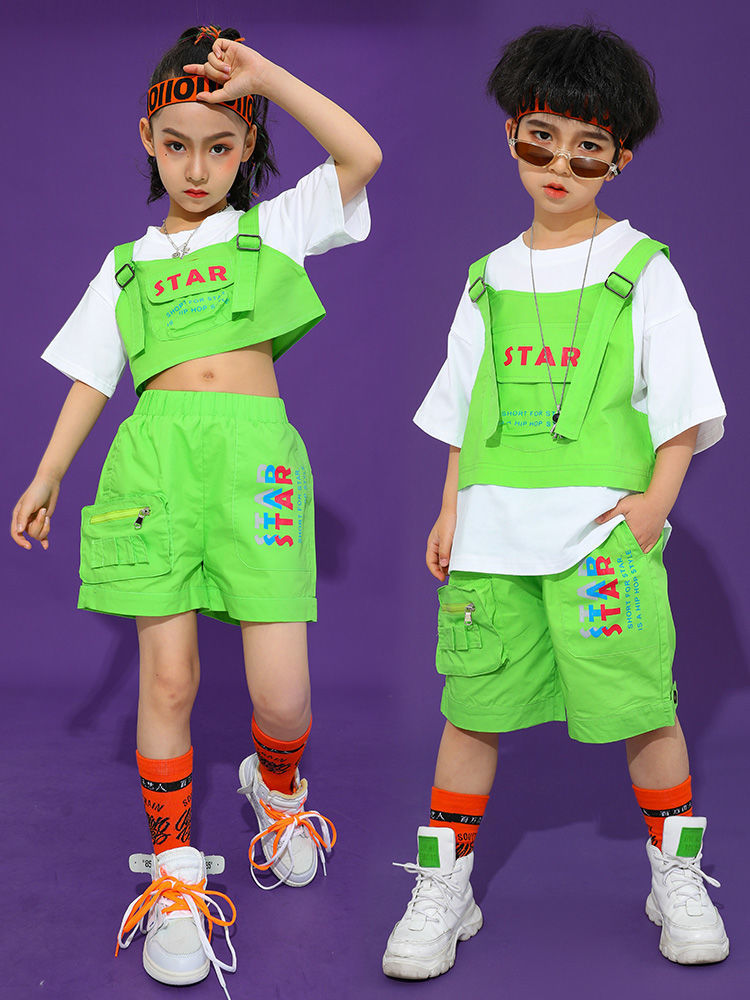 男童嘻哈街舞套装女童潮夏季hiphop演出服少儿走秀儿童爵士舞服装
