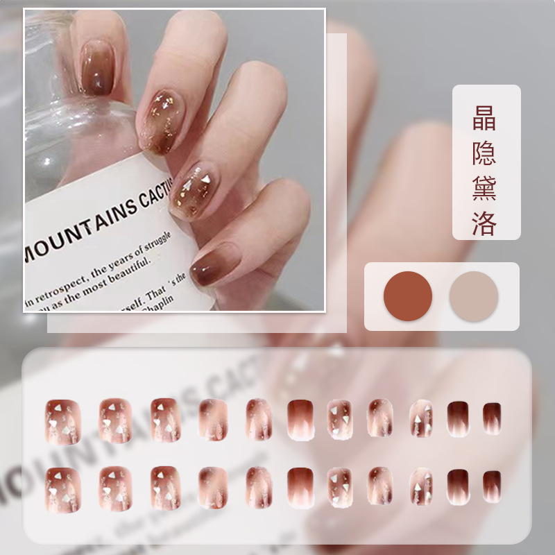 Nail Stickers Fake Nail Tip Wear Armor 2023 New Long Short High-Grade Finished Nude Solid Color Nail Sticker