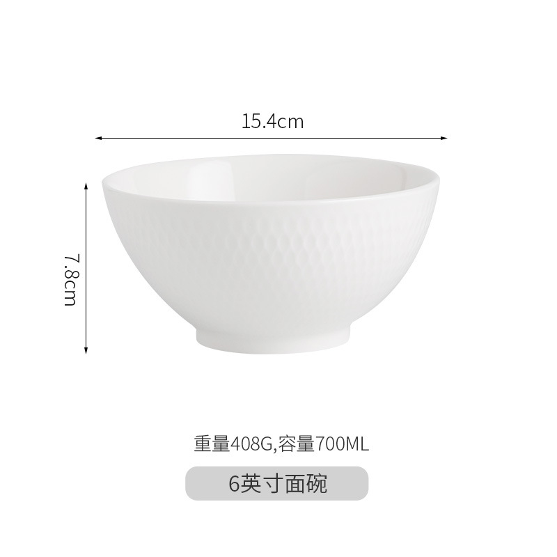 White Porcelain Tableware Suit Simple Home Restaurant Ceramic Plate Dishes Good-looking Hotel White Tableware Ins