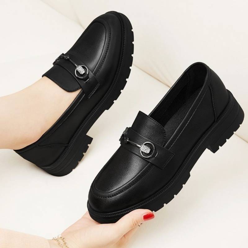 真软皮单鞋女2024春季新款软底小皮鞋女韩版百搭英伦风学生鞋子女