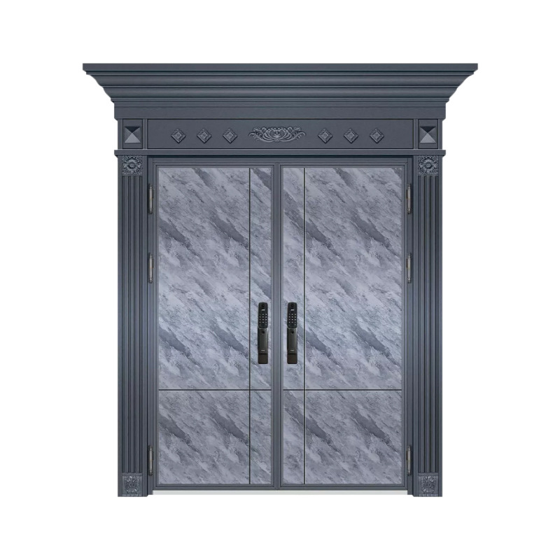 厂家定制罗马柱双开门 304不锈钢安全防盗门庭院入户大门字母门