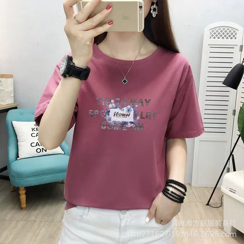 广州尾货便宜女装短袖2元女士t恤 工厂外贸库存出口服装t恤地摊货