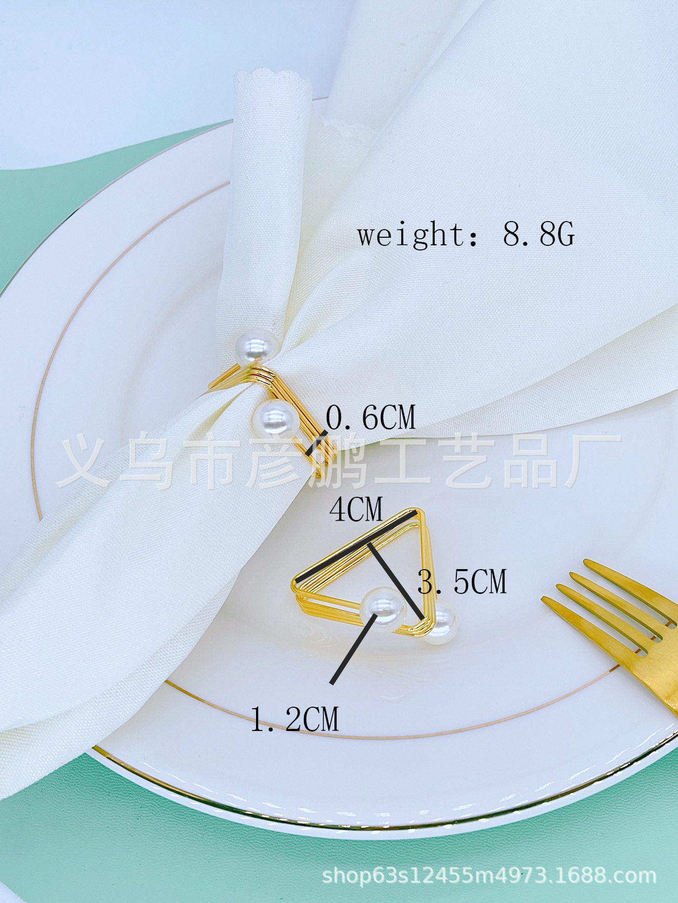 For Cross-Border Hot Selling Geometric Pearl Napkin Ring Hotel Dining-Table Decoration Napkin Ring Wedding Exquisite Napkin Ring Wholesale