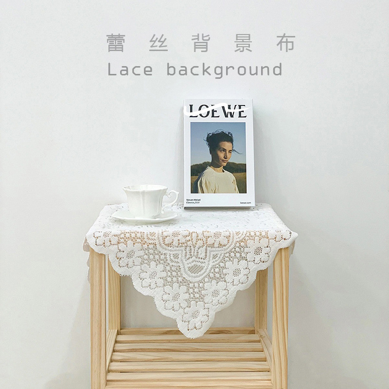 ins镂空编织摄影背景布餐巾布 蛋糕美食甜品蕾丝桌布餐垫拍照道具