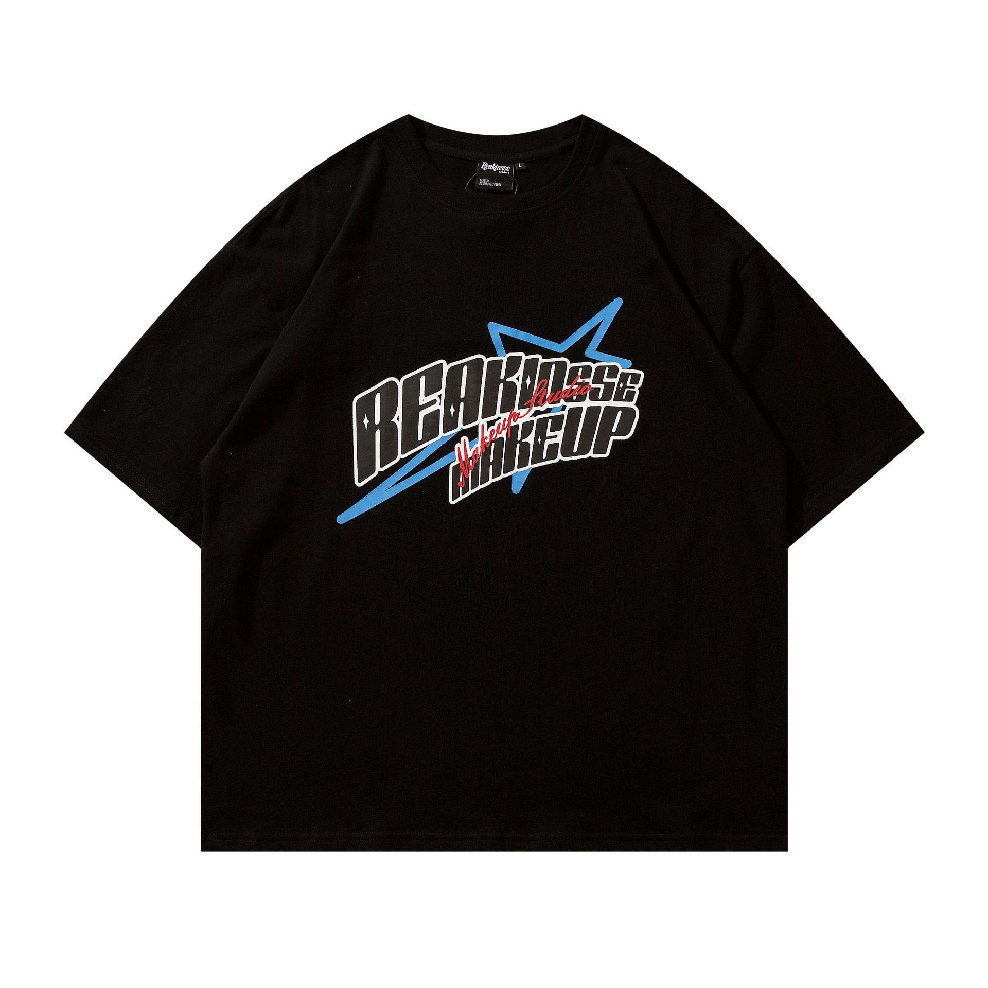 曼坤1181-2022ss-美式复古街头字母logo设计宽松oversize短袖t恤