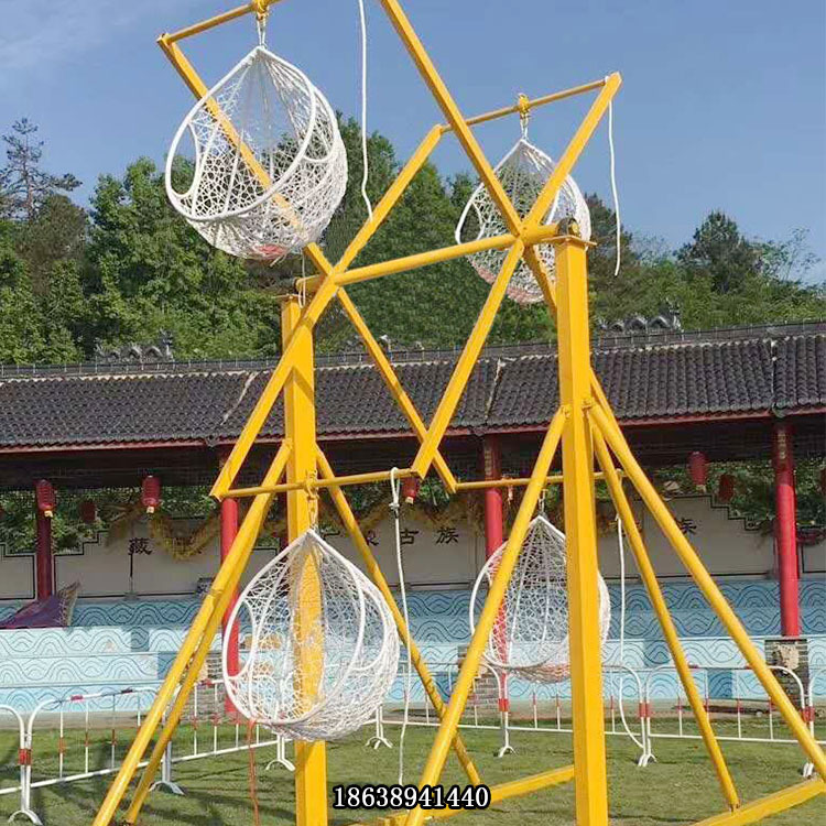 网红无动力鸟巢吊椅景区电动旋转秋千4人8人吊篮座椅游乐设备厂家