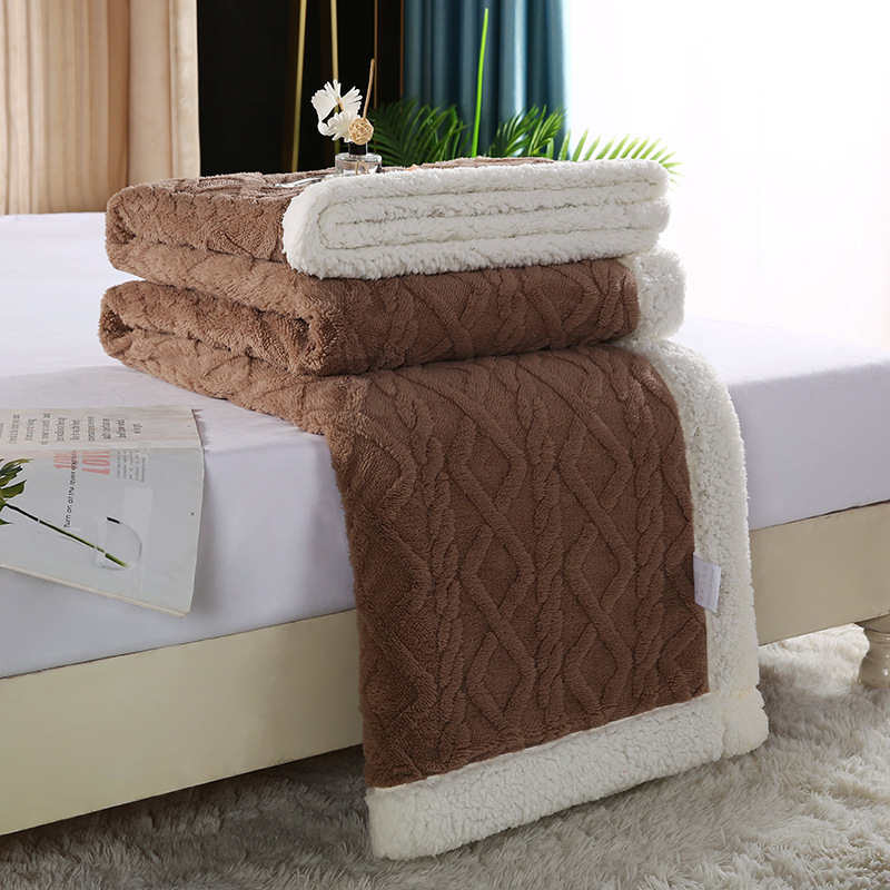 Solid Color Modern Simple Tower Hibiscus Composite Blanket Double-Layer Thickened Blanket Foreign Trade Gift Blanket in Stock Wholesale
