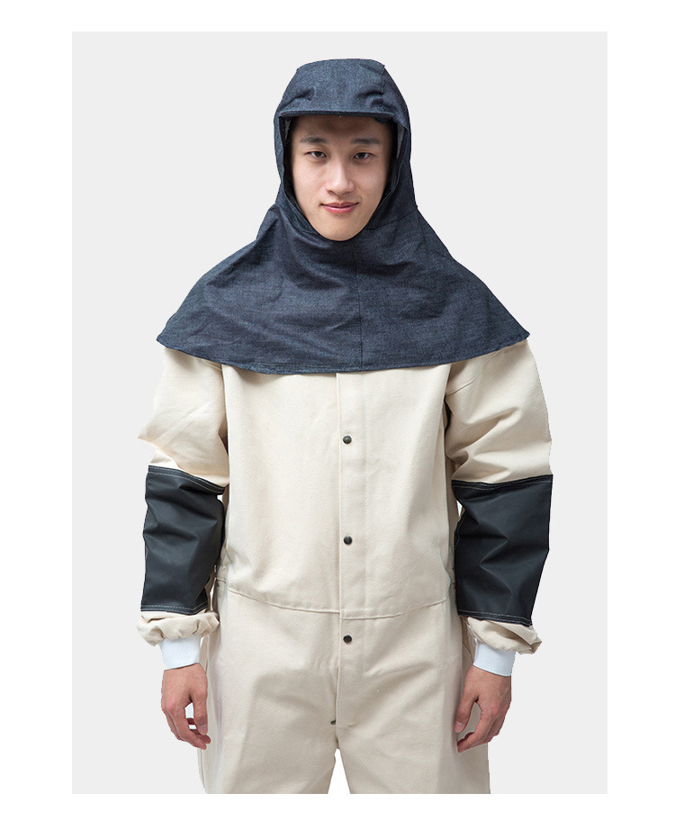 夏季防尘帽子带帽檐牛仔布加厚风帽劳保披肩男女搬运工作