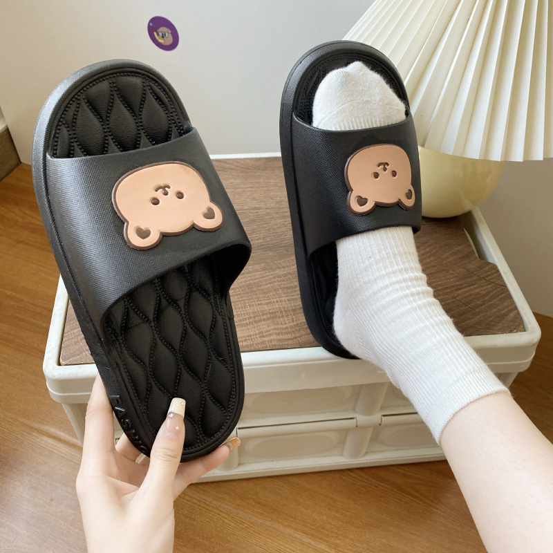 Couple Slippers Women's Summer Korean-Style Cute Cartoon Indoor and Outdoor Non-Slip Wear-Resistant Thick-Soled Sandals for Men