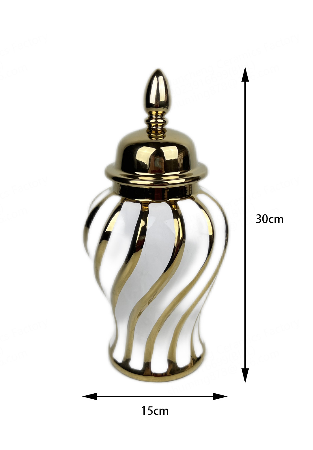 European-Style Ceramic Electroplating Spiral Pattern Temple Jar Decorative Ornaments Light Luxury Crafts Gold Sample Room Decoration Black and White