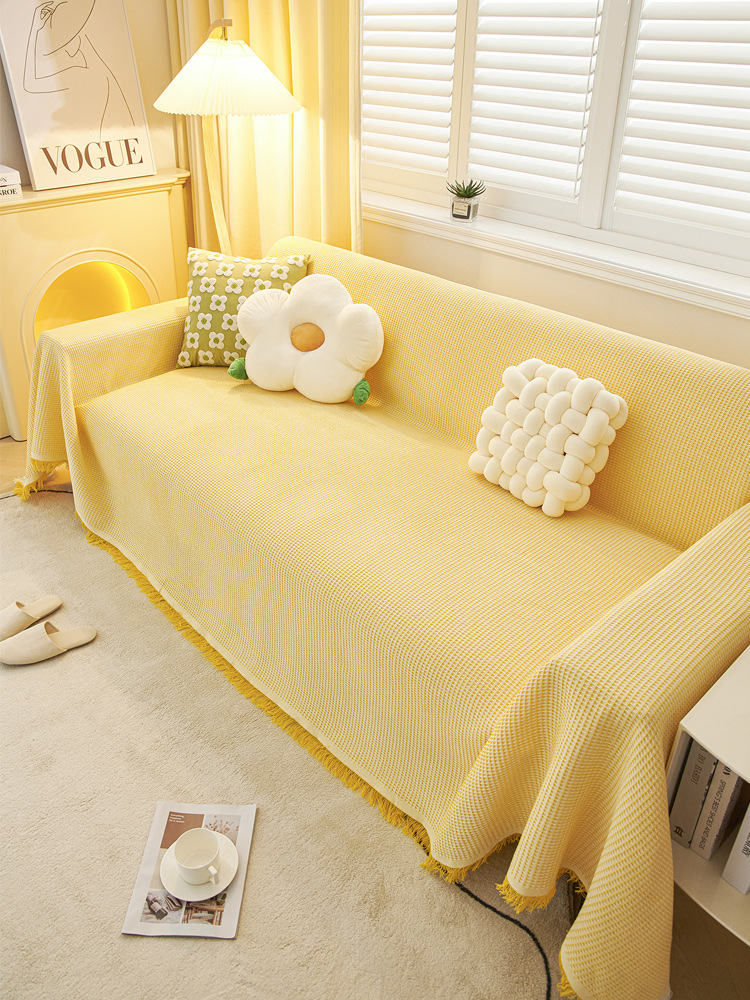 沙发套罩新款2023网红大沙发巾可铺可盖全盖布盖巾黄色沙发毯垫子