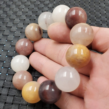 玉石手链新疆和田金丝玉圆珠手链紫罗兰圆珠手链20毫米手链玉手串