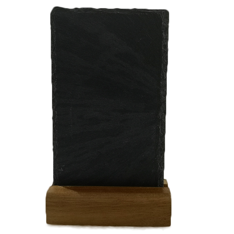 黑色青石板石头桌面小黑板 姓名牌 留言牌 实物标签 配石笔
