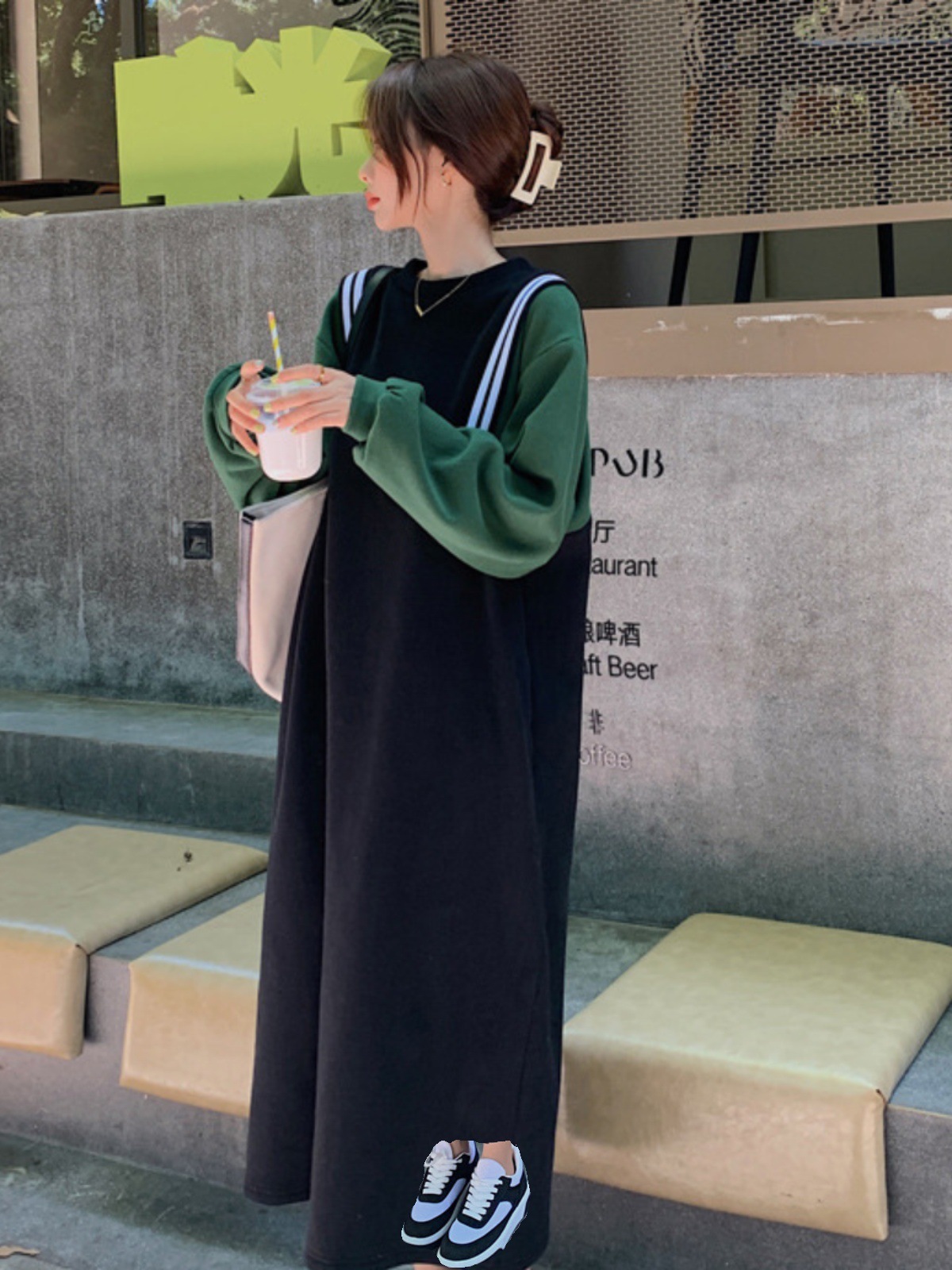 冬天新款气质内搭加绒连衣裙女装胖mm大码200斤卫衣裙子冬季长裙