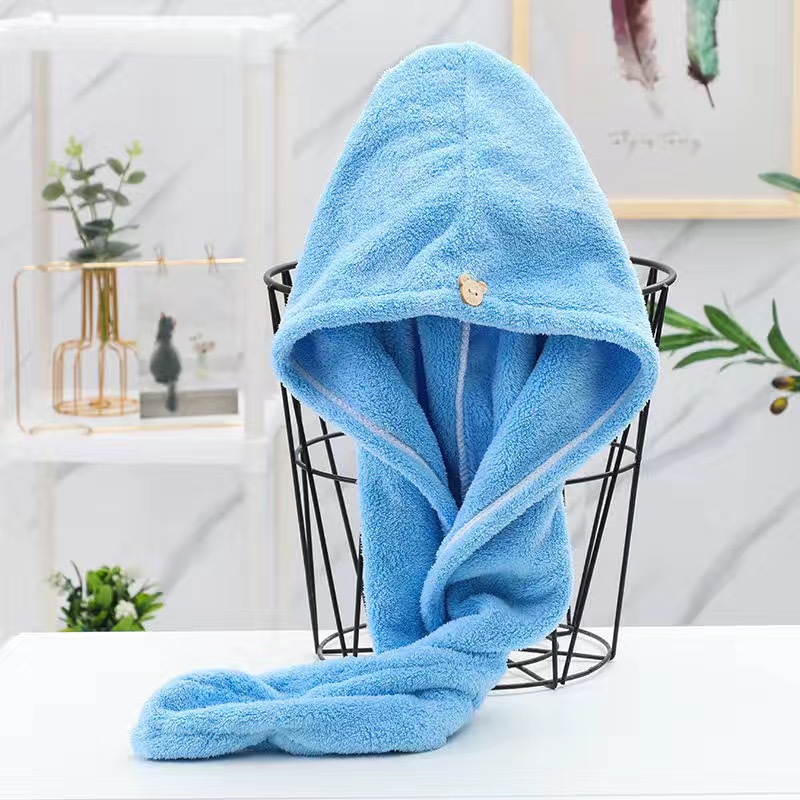 Thick High-Density Coral Fleece Hair-Drying Cap Absorbent Bath Cap Covered Edge Hair Drying Towel Quick-Drying Autumn and Winter Headcloth Wholesale