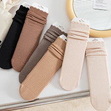 袜子女士堆堆袜秋冬季保暖羊毛袜网红款韩国日系纯色花边中筒袜女