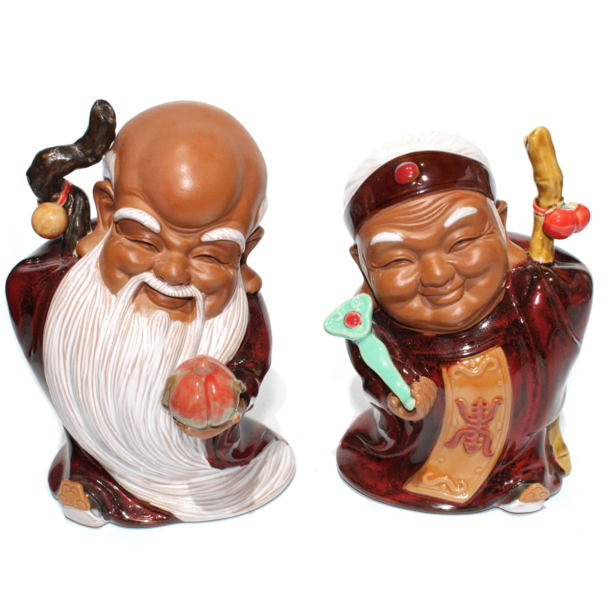 至尊孖宝寿星公寿星婆石湾陶瓷公仔贺寿送礼佳品人物家居摆设