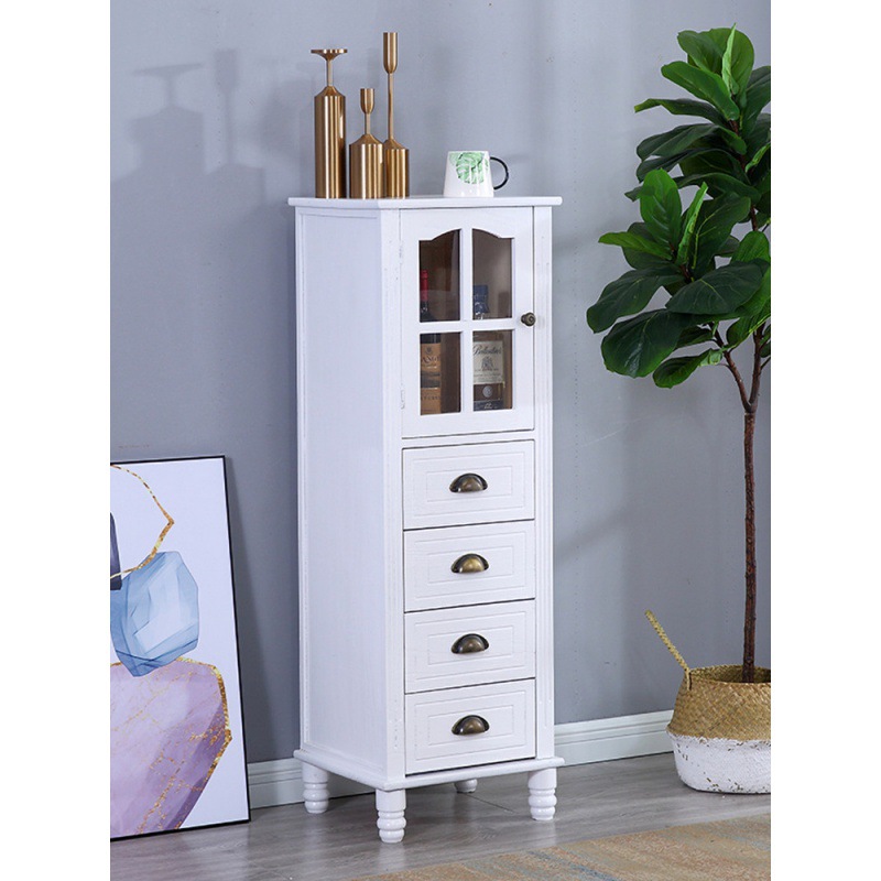 美式小酒柜实木斗柜客厅带门柜子经济型小立柜储物收纳柜电视边柜