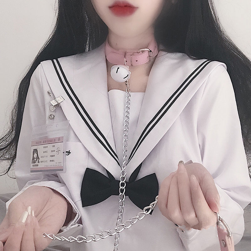 猫系女友项链大铃铛皮质情趣潮流项圈带链条网红自拍写真cos~道具