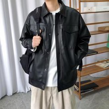 皮衣男士外套秋季飞行员机车服宽松大码休闲潮牌痞帅情侣PU皮夹克