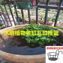 铜钱草花盆鱼缸固定挂钩水培定植篮阳台栏杆铁艺花架置物架悬挂架