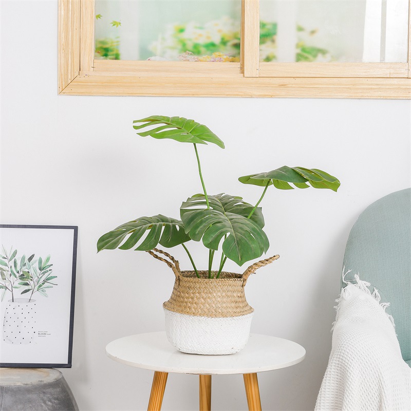 Monstera Deliciosa Simulation Green Plant Soft Decoration Millennium Taro Simulation Flower Pot Landscape Nordic Style Home Ornament Furnishing