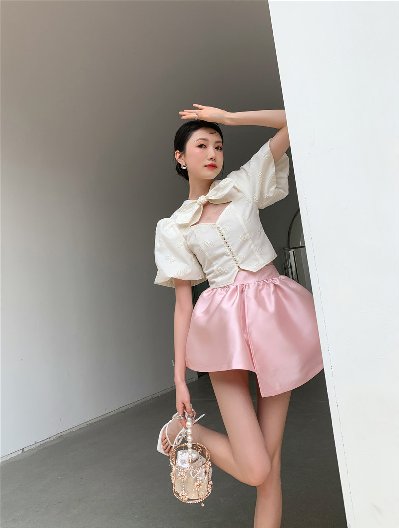 现货 半身裙气质泡泡裙高腰a字蓬蓬汽水半身裙2022春夏新款