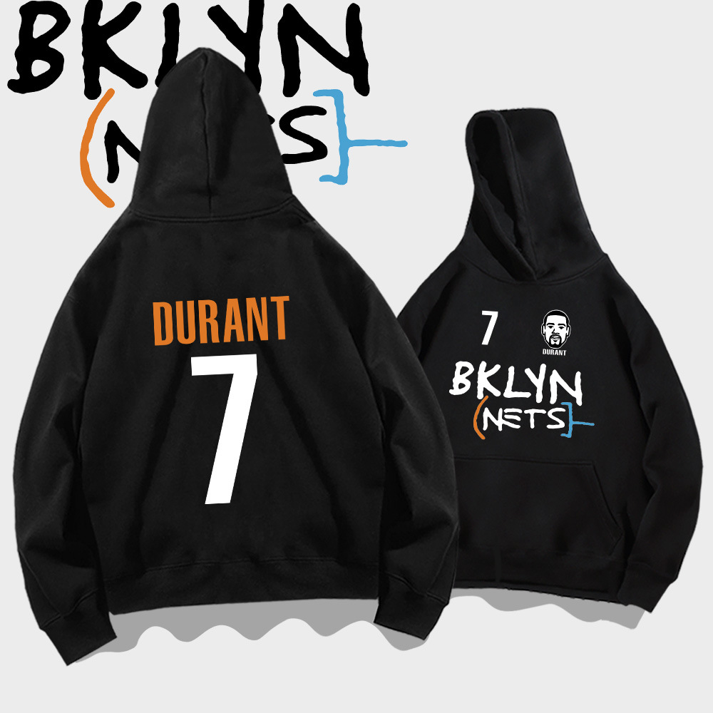 y杜兰特7号连帽卫衣秋装青年潮牌篮网队宽松落肩外套训练服-阿里巴巴