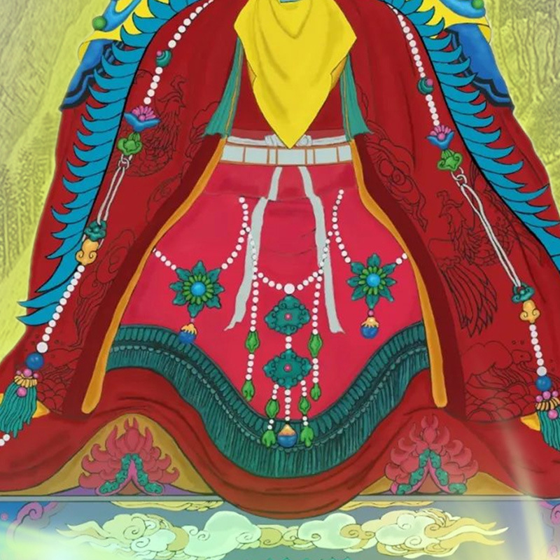 泰山奶奶神像挂画供奉泰山老母圣母娘娘像碧霞元君家用丝绸卷轴画