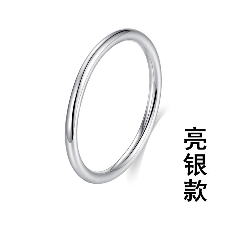 999 Sterling Silver Ring Female Design Niche Plain Ring Light Luxury Fashion Ins Trendy Couple Personality Index Finger Fat Thick Hand Ring