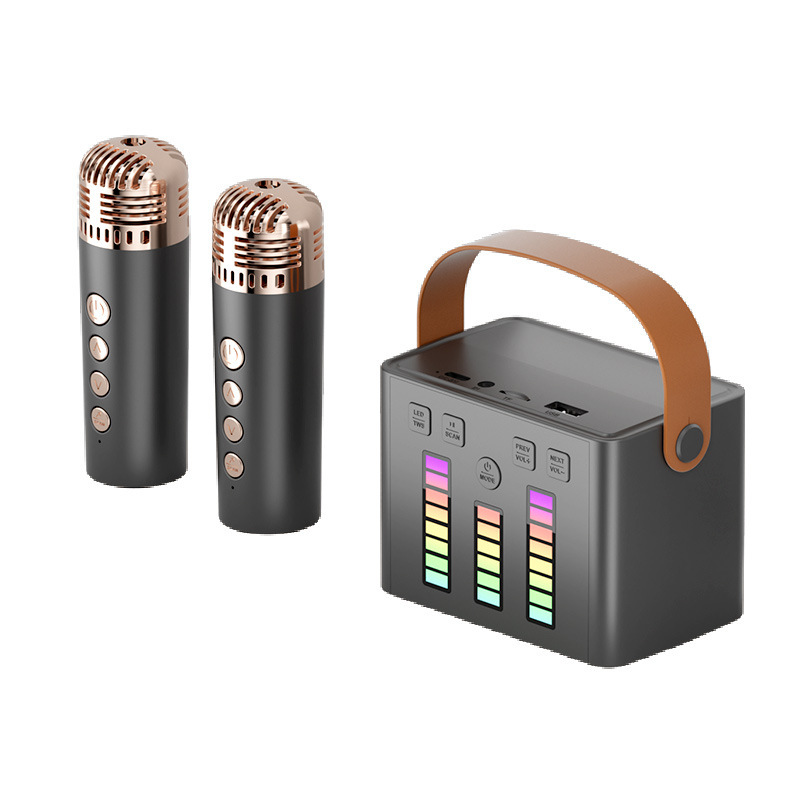 New Bluetooth Karaoke Audio with Microphone Singing Bluetooth Speaker Led Pickup Light Microphone Outdoor Speaker