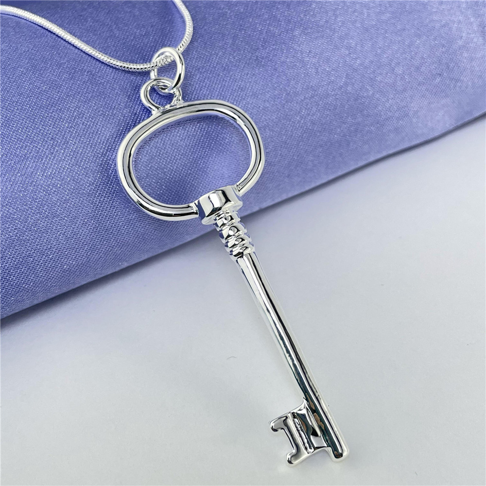 兴光极外贸出口镀银圆头钥匙项链韩版热卖现货供应项链批发yn002