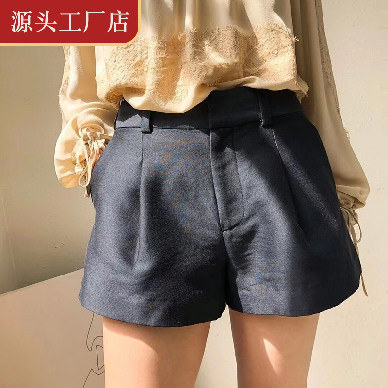 真丝百搭阔腿短裤高腰裤桑蚕丝裤子-阿里巴巴